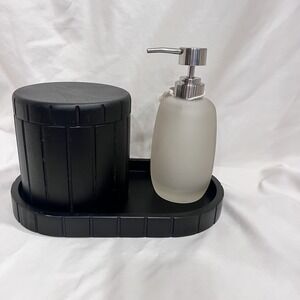 Bathroom Tray and Accessories‎ By Haven Tray and Frosted Glass Soap Dispenser